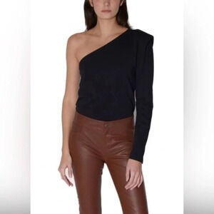 WALTER BAKER BLACK ONE-SHOULDER TOP